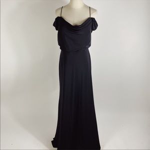 Jenny Yoo off-the-shoulder black maxi dress chiffon